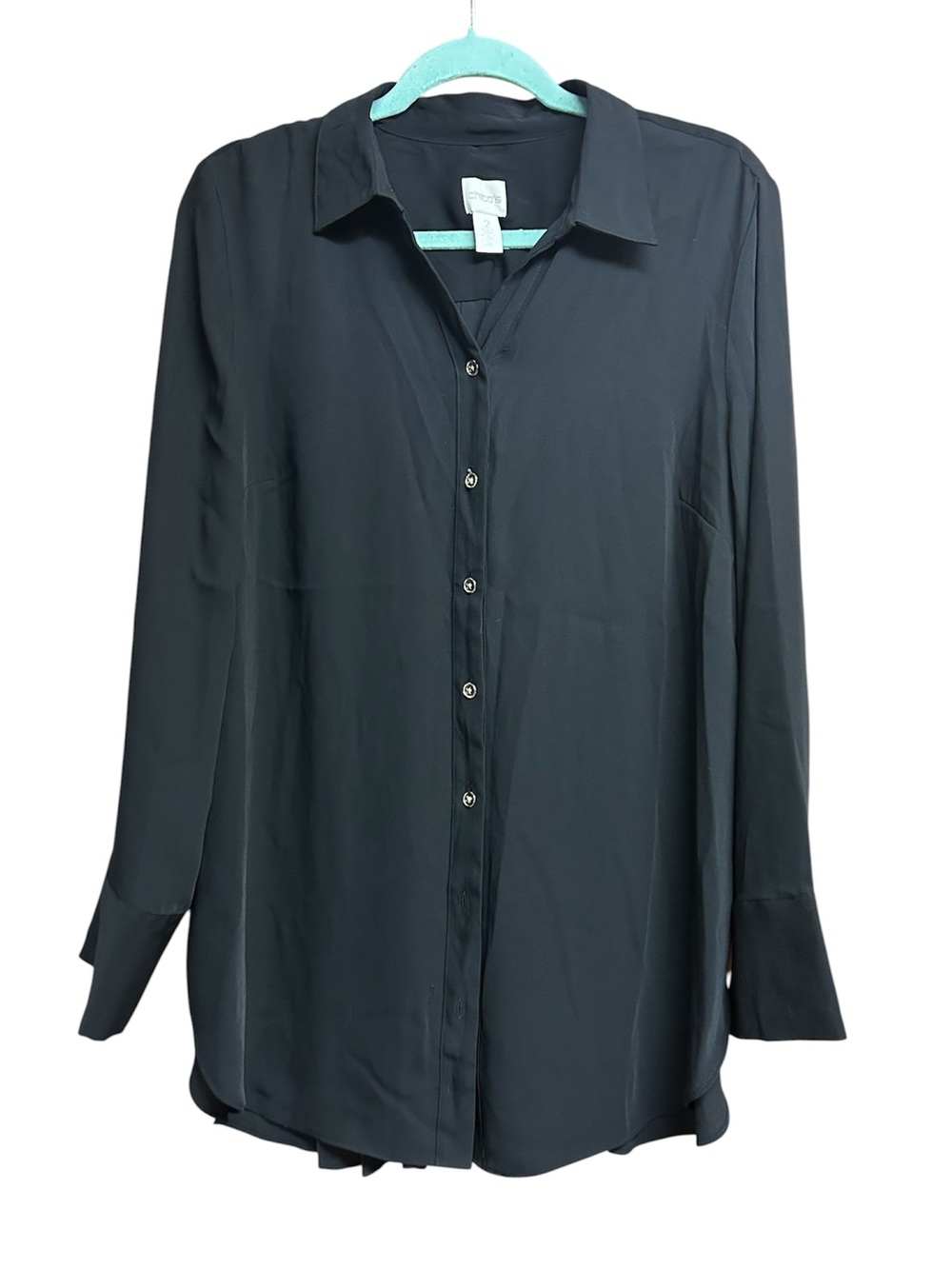 Chico’s Black Button Up Blouse with Pleated Back